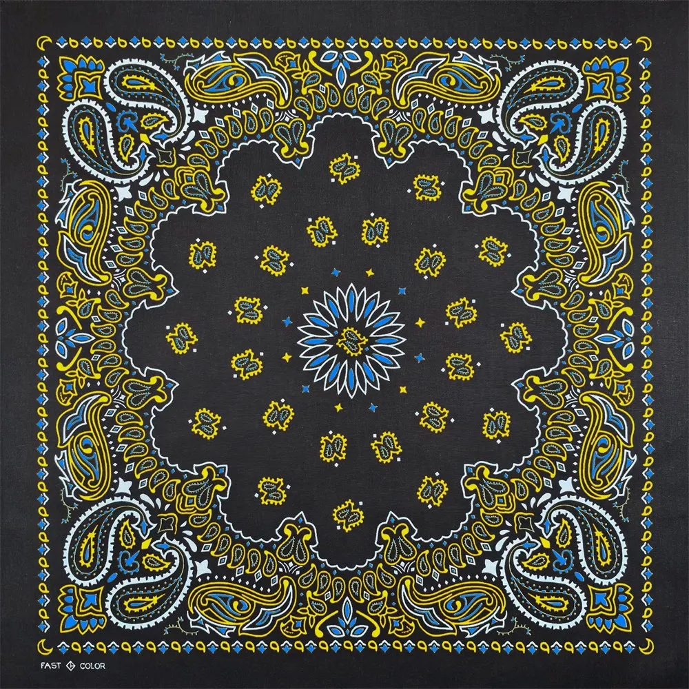 Black Colorful High Quality Hip Hop Sunflower Cotton Square Scarf Men Bandana Scarf Headband Paisley Gifts For Boys/Girls