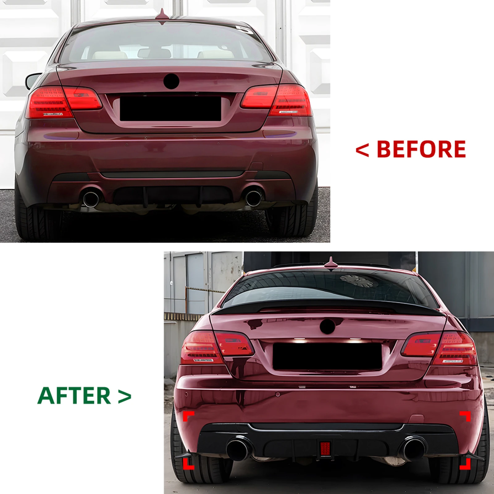 

Rear Bumper Diffuser Lip Carbon Fiber Look/Gloss Black Spoiler Guard For 2006-2013 BMW 3 Series E92 E93 325i 328i 335i M Sport