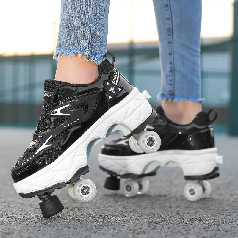 Two wheels of sudden walking shoes deodorant two wheels of sliding leisure roller skates high appearance level dual use