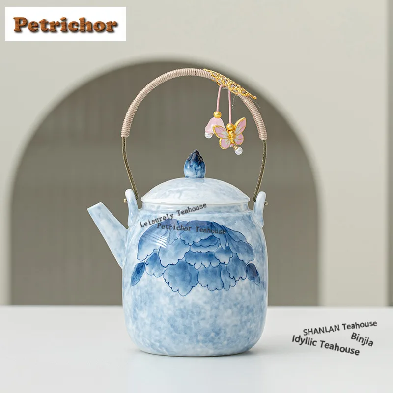 

240ml Hand-painted Butterfly Flower Teapot Traditional Tea Infuser Pot Tea Making Kettle With Strainer Chinese Tea Set Supplies