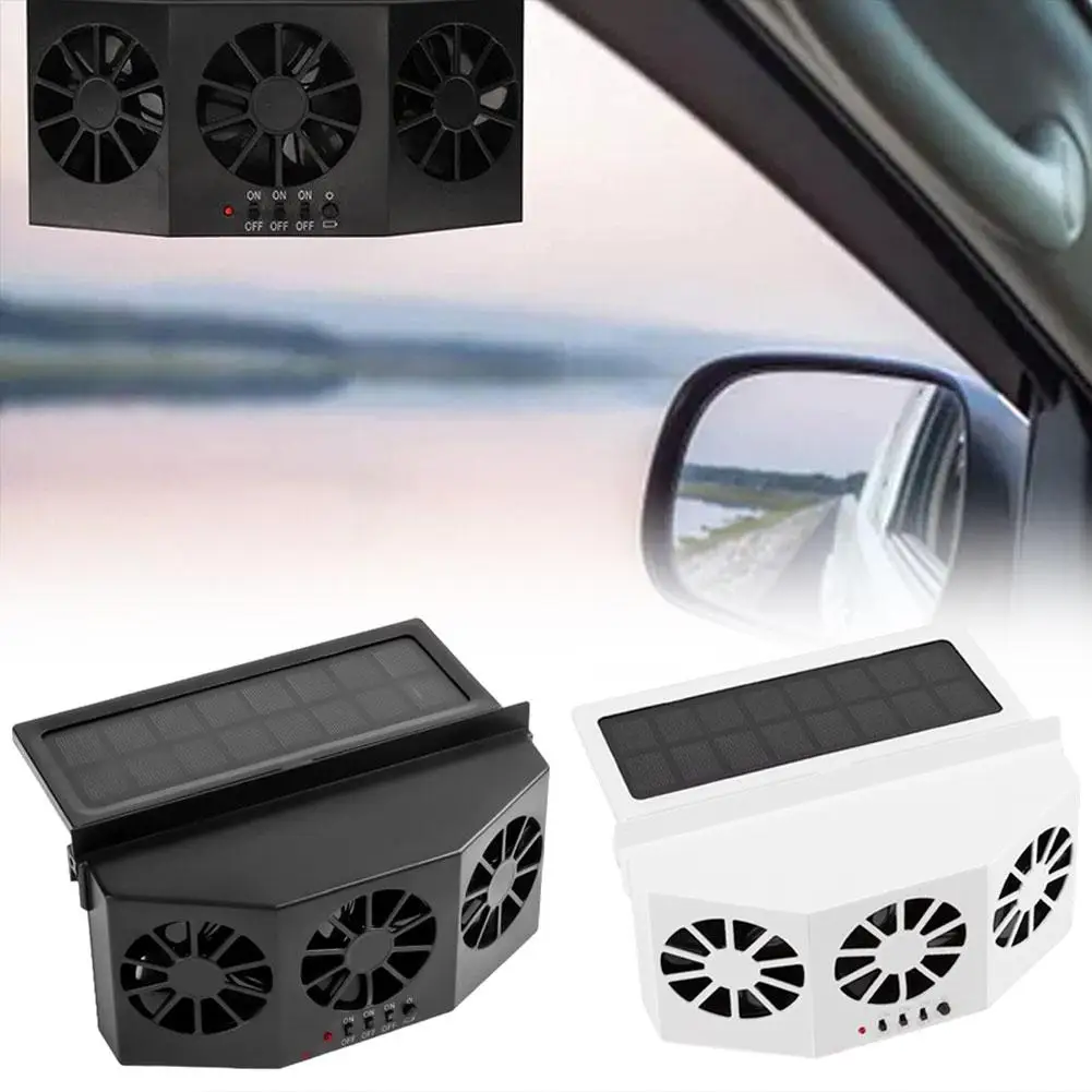 Car Solar Powered Window Fan USB Rechargeable Air Circulation Cooler Exhaust Fan Ventilation System for Auto Vehicle Truck