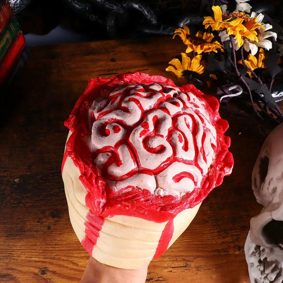 

Realistic Bloody Brain Halloween Hat Rubber Material Lightweight Universal Fit for Men Women Kids Masquerade Party Cosplay