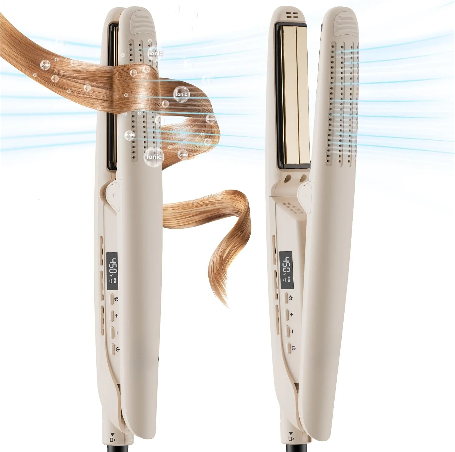 MiroPure Flat Iron Hair Straightener, Hair Straightener and Curler Airflow Styler with Cool Air for Curls,Titanium Ceramic Ionic