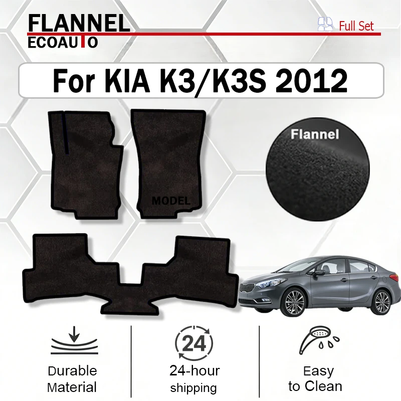 

ECOAUTO Flannel Car Floor Mats Carpet Rugs For KIA K3/K3S 2012-Present Cross Forte Soul Sorento Carens Anti-slip Stylish Odorles