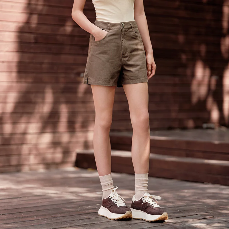 Semir Casual Trousers Women High Waisted Open Show Leg Length 2024 New Summer Ins Tide Simple Basic Shorts Versatile