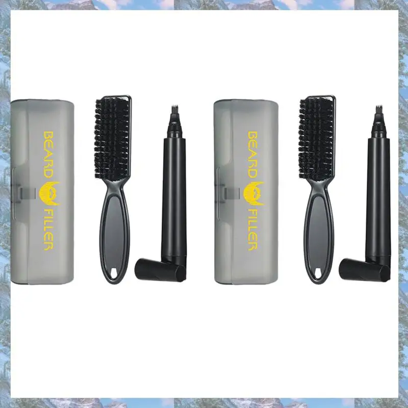 

X16A 2025 NEW-2X Beard Filling Pen Kit Barber Pencil Waterproof Long Lasting Natural Male Mustache Repair Shape Styling Tool(Bla