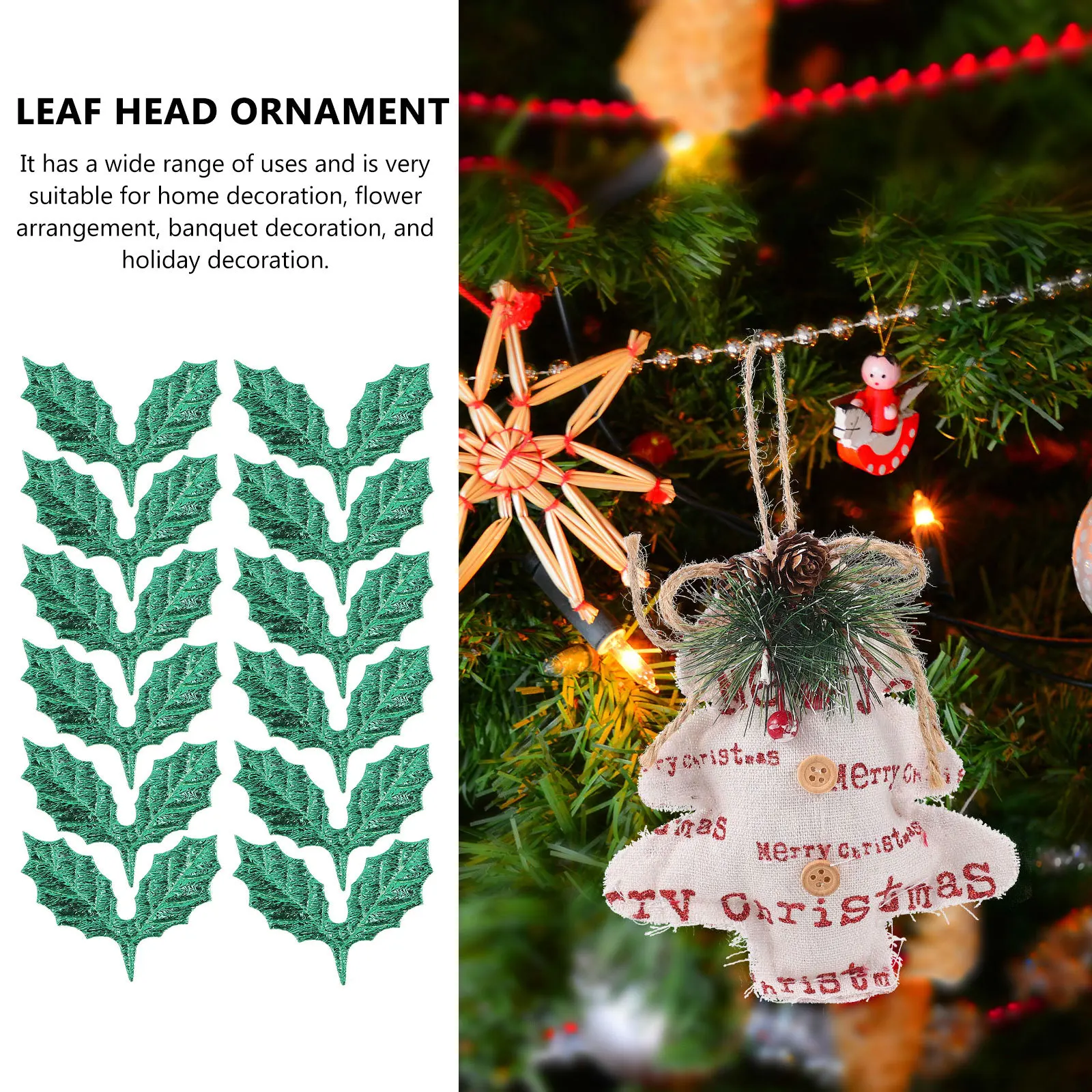 

100Pcs Christmas Pendant Supplies Simulation DIY Leaf Decoration Safe Fabric Material Home Party Festive Holiday Decor
