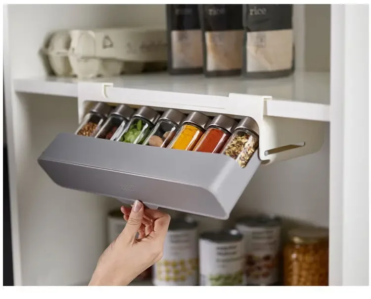 

No punching seasoning bottle storage rack, kitchen seasoning bottle drawer seasoning box hanging household jar rack