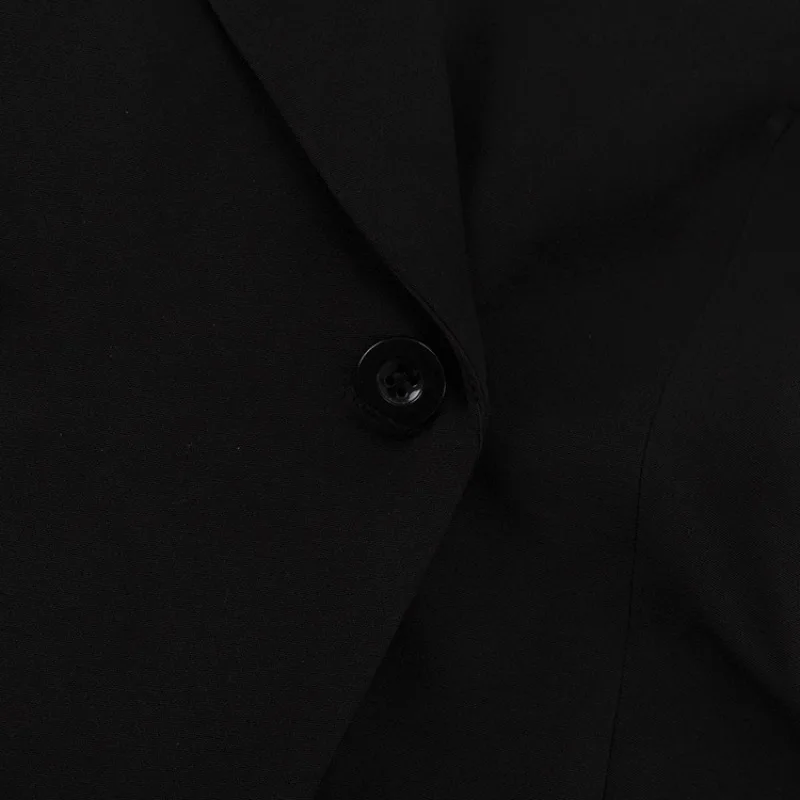 Elegantes Schwarzes 2-Teiliges Blazer-Set mit Halstuch Damen Pendler-Jacke & Weite Hose Maßgeschneidertes Formelles Business-Set – Detail 6