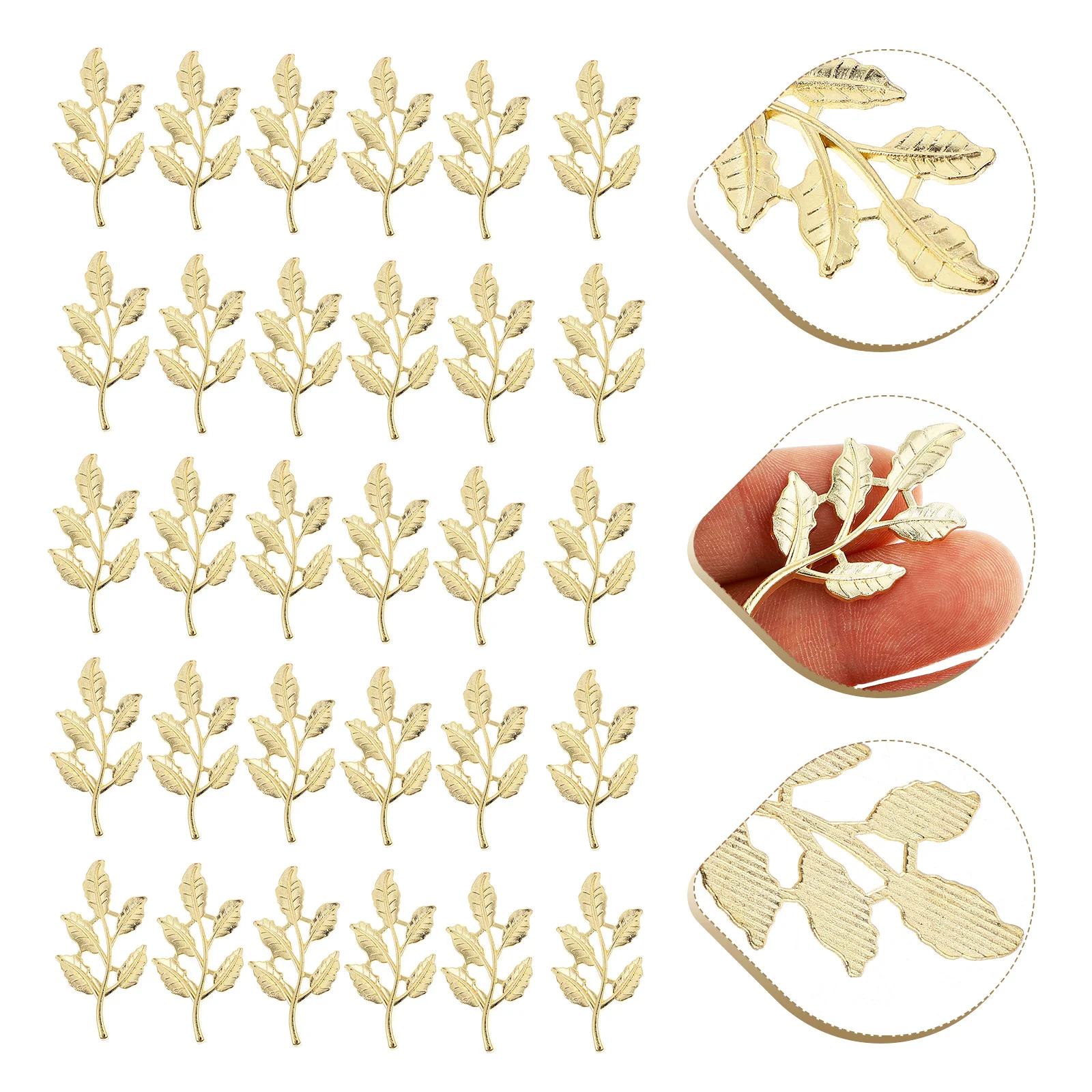 

30pcs Alloy Leaf Diy Hair Accessories Material For Shirts Bags Headbands Brooch Decor Craft Jewelry Making Ornament Supplies