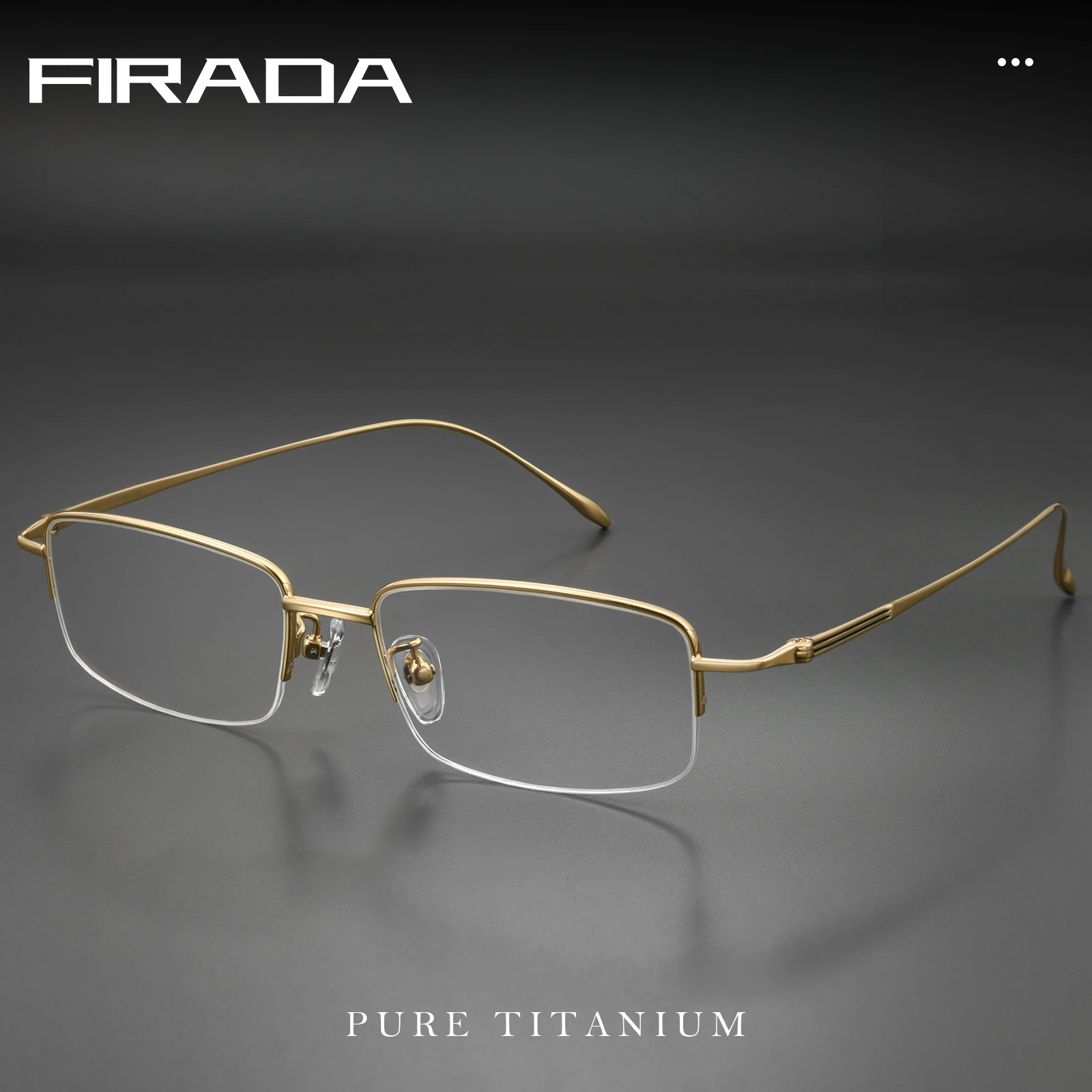 

FIRADA Fashionable Comfortable Pure Titanium Half-Rim Glasses New Luxury Ultra-Light Square Eyeglass Frames For Men Women 8039TA