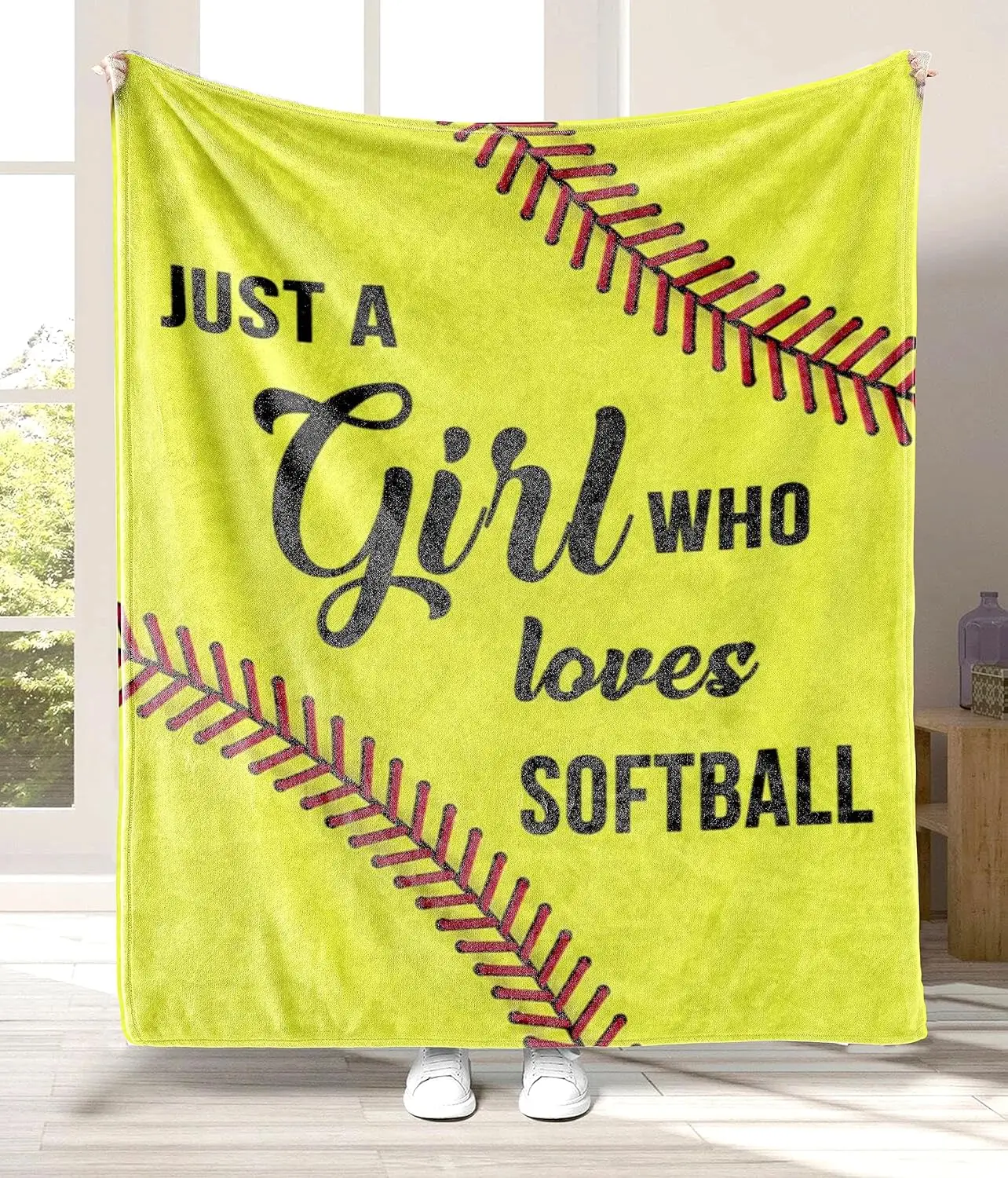 just a girl who likes softball blanket soft pitching blanket comfortable plush outdoor sand sofa birthday gift blanket