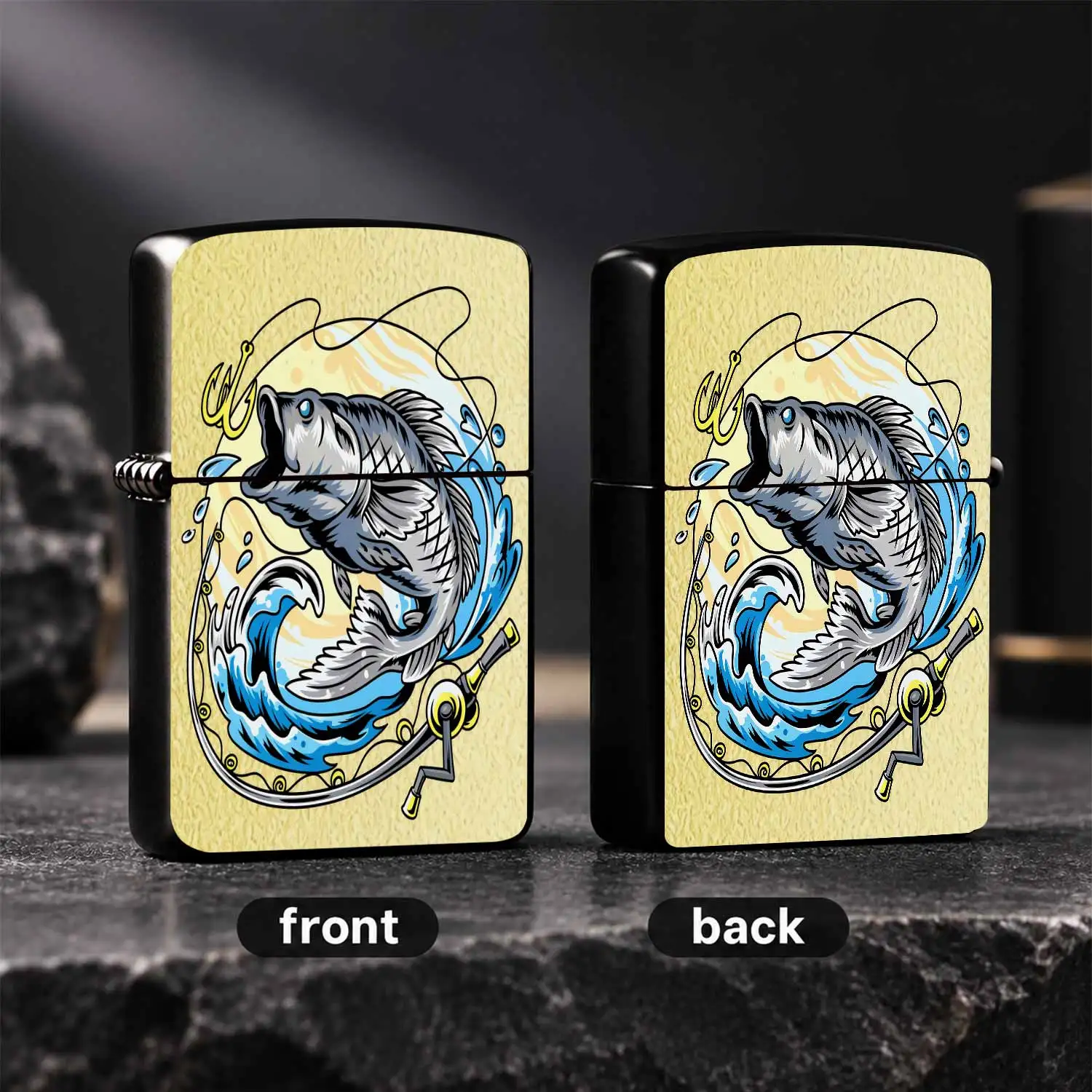 Creative Leaping Bass Fishing Themed Portable Lighter Gear Trendy Stylish Accessory For Angling Enthusiasts Daily Carry Practical Item For Outdoor Travel Birthday Gift And Souvenir Multi-Scenario Adapted Durable Exquisi A Humorous And Inter
