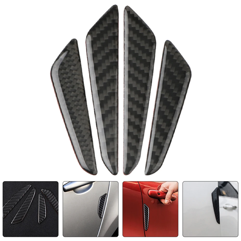 

2 Sets Carbon Fiber Anti-collision Patch Stickers Automotive Trim Corner Protector Black