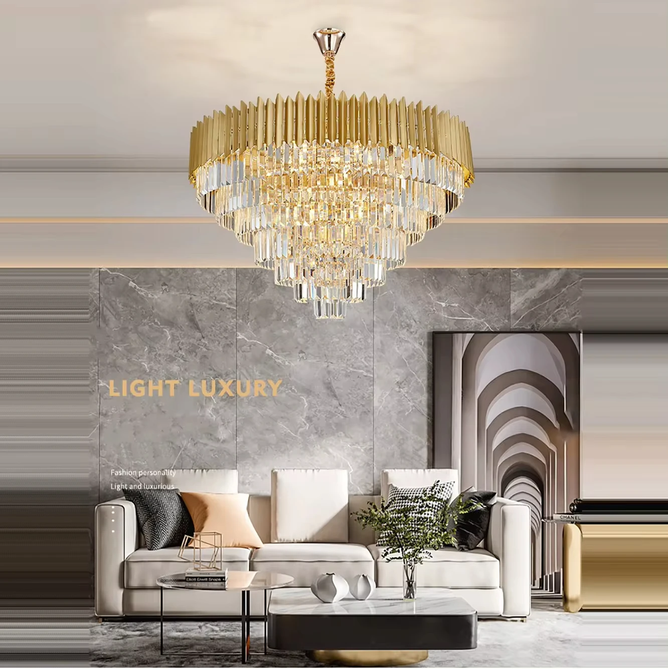 Imagem -04 - Luxo Led Crystal Pendant Lights Modern Round Golden Teto Chandeliers Lamp Lustre para Decoração da Sala Nova Casa 2023