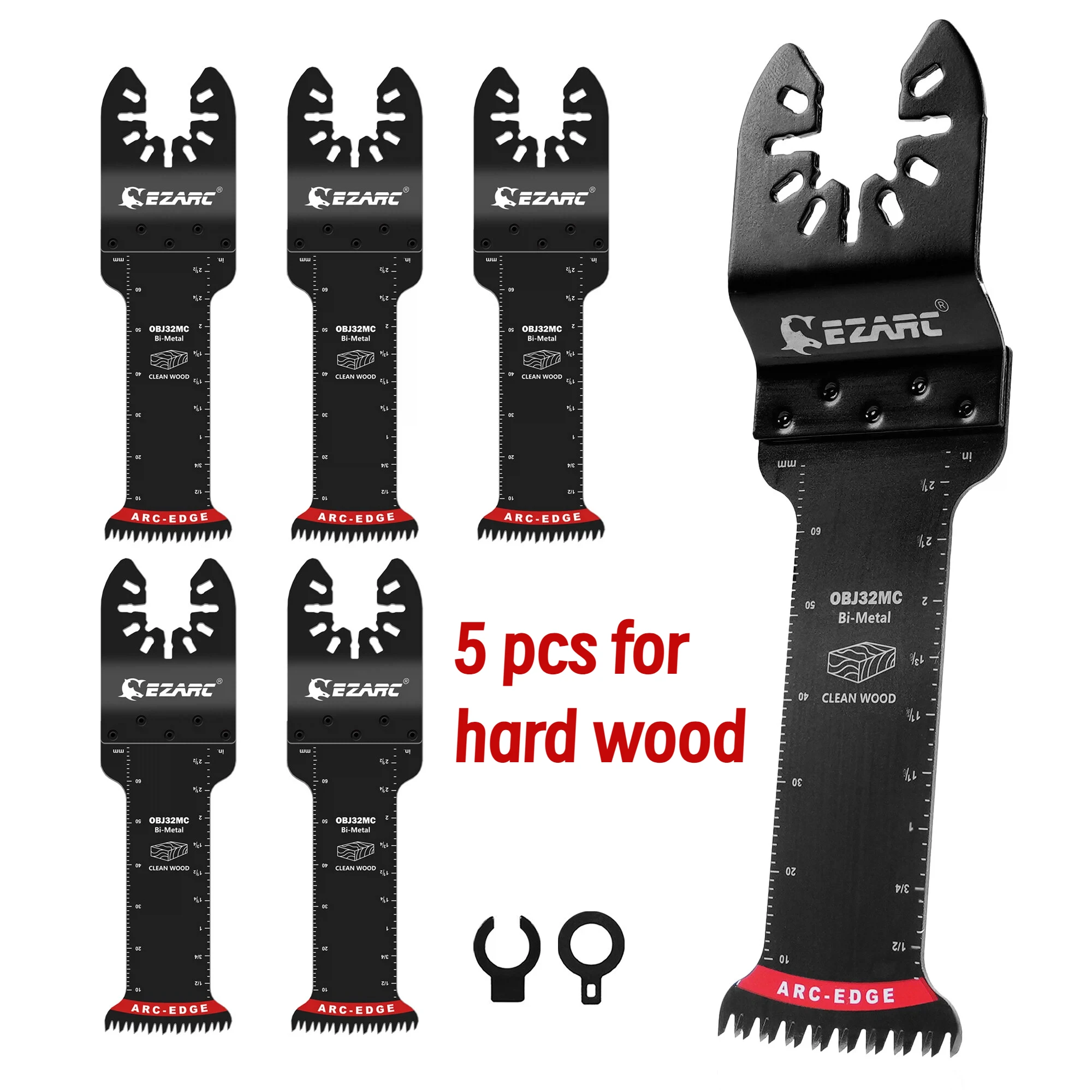 

Bi-Metal Arc Edge Oscillating Tool Blade for Hard Wood & Plastic, 5pcs Extra-Long Japanese Teeth Oscillating Saw Blades OBJ32MC