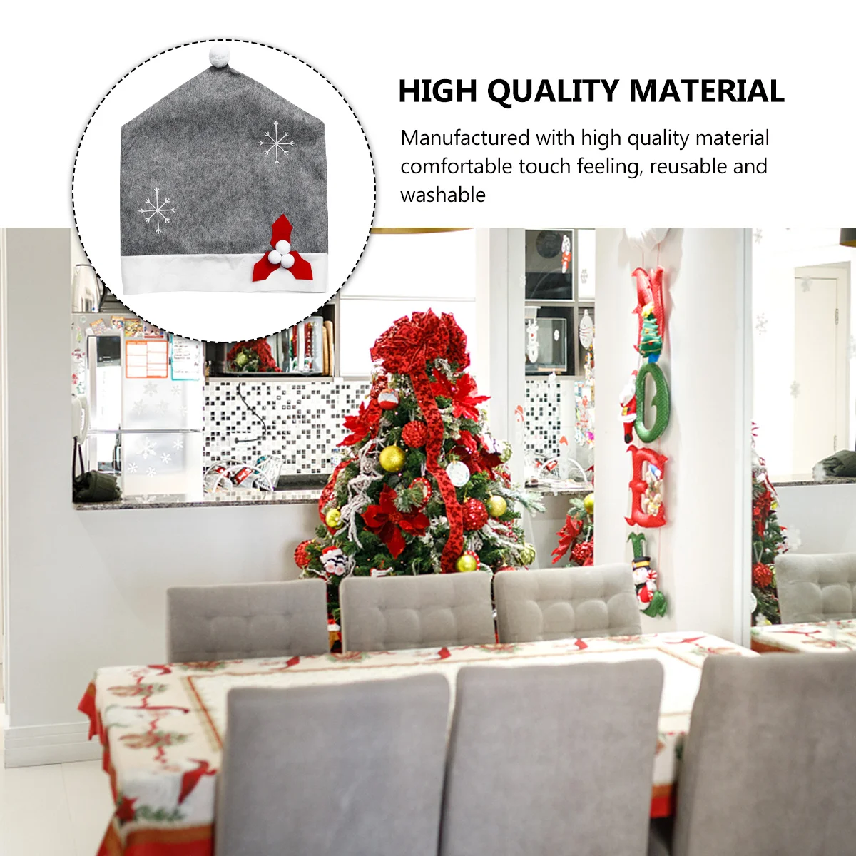 

1Pcs Christmas Hat Chair Slipcover Seat Cover Soft Comfortable Dining Chair Cover Xmas Party Home Restaurant Seat Slipcover