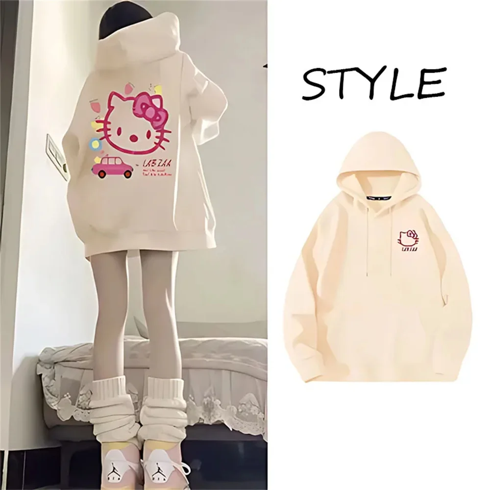 

2025 новая повседневная и удобная осенняя коллекция Hello Kitty, милая спортивная толстовка с принтом японской кавай для мужчин и женщин