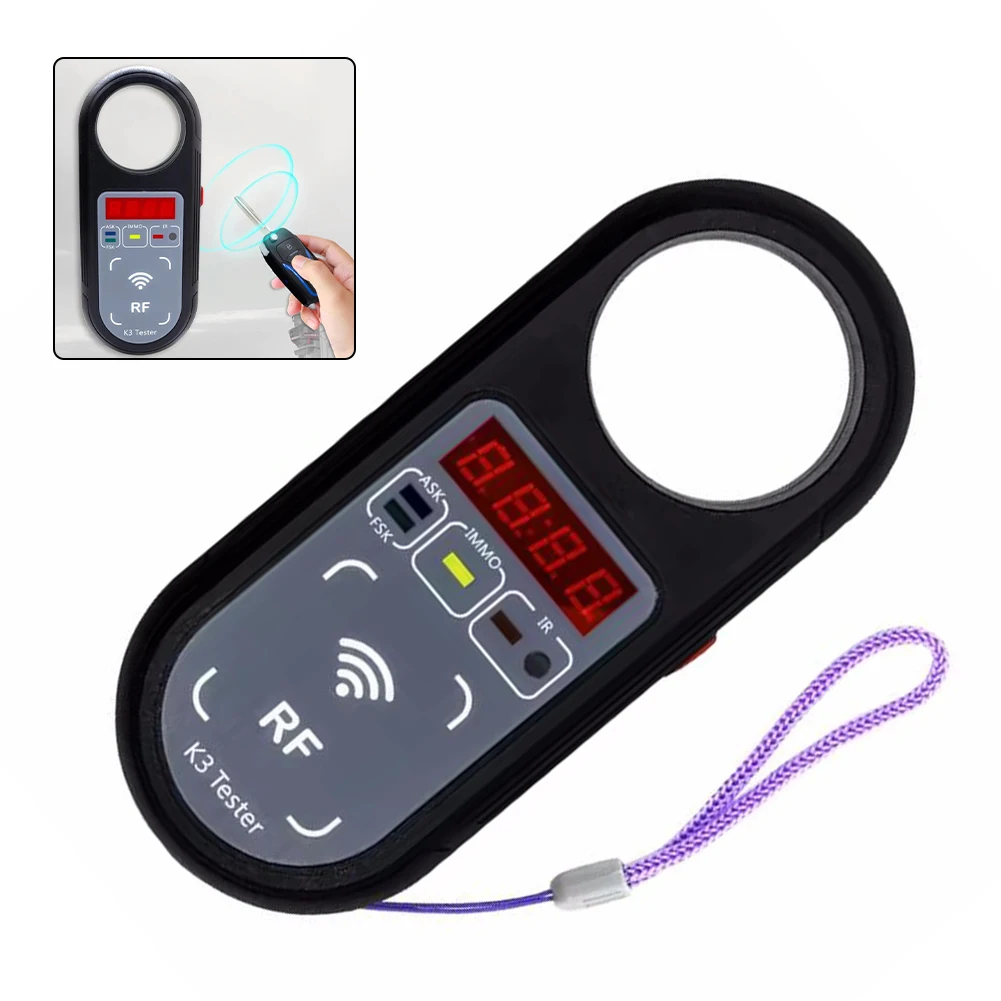 Black K3 Frequency Tester 100-999MHz ASK FSK Signal Detector With LCD Screen For Car Remote Key Door Handle Ignition Coil Test