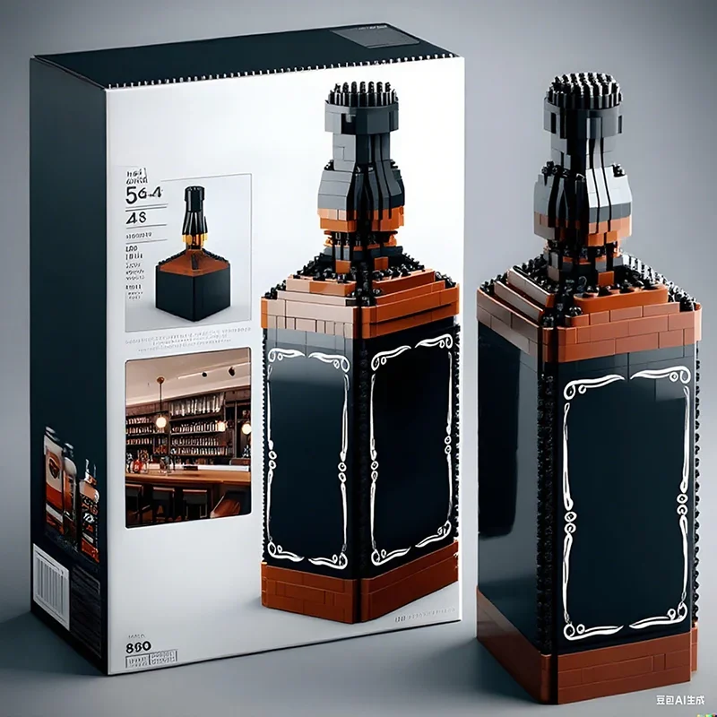 Creatieve whiskyfles bouwstenen, 3D-puzzel DIY-modelsets voor volwassenen, thuisbardecoratie, 11 stijlen beschikbaar