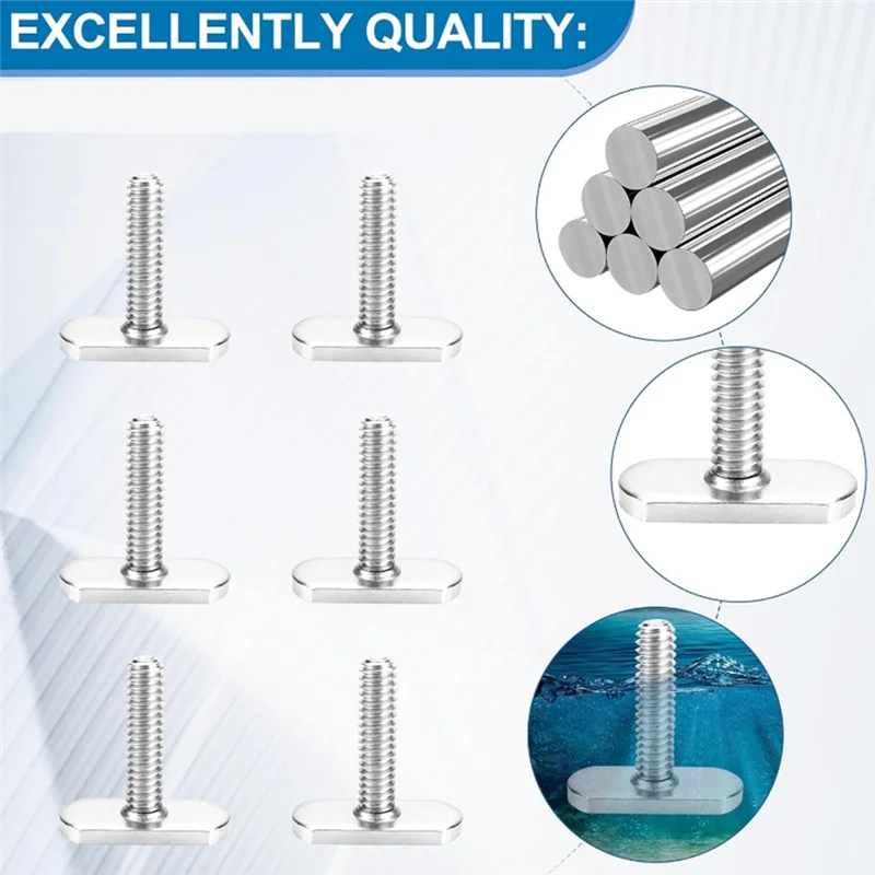 6Pcs Stainless Steel Kayak Slide Rail Track M6 Screws Fastener Hardware For Kayak Canoe Boat Accessories