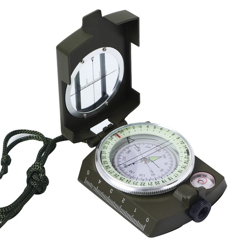 Outdoor Multifunctional Compass Travel Mountaineering Geological Compass Camping Army Fan Products with Fluorescent Ring