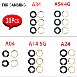 10Pcs，Back Rear Camera Glass Lens With Ahesive Replacement For Samsung A04 A04E A04S A14 5G A24 A34 A54 4G M14 M54 M12 M21S M32