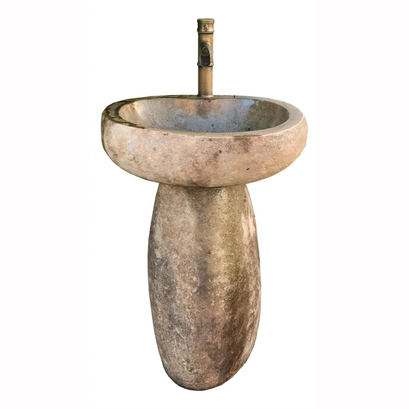 

Natural Stone Wash Basin Integrated Balcony Outdoor Wash Basin Courtyard Column Washbasin Antique Outdoor Pool