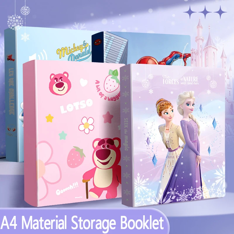 Disney A4 Data Book Mickey Lotso Spiderman Student Exam Paper Insert Page File Folder Multifunctional Classified Storage Book