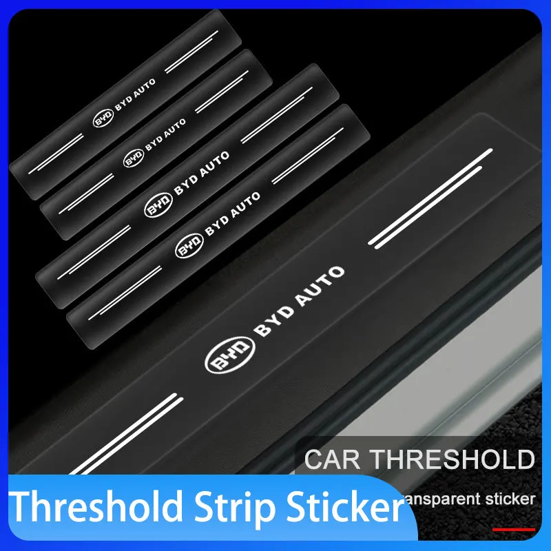 

4pcs Carbon Fiber Car Sticker Auto Door Threshold Scratch Waterproof for BYD F3 F0 S6 S7 E5 E6 Car Decoration Accessories