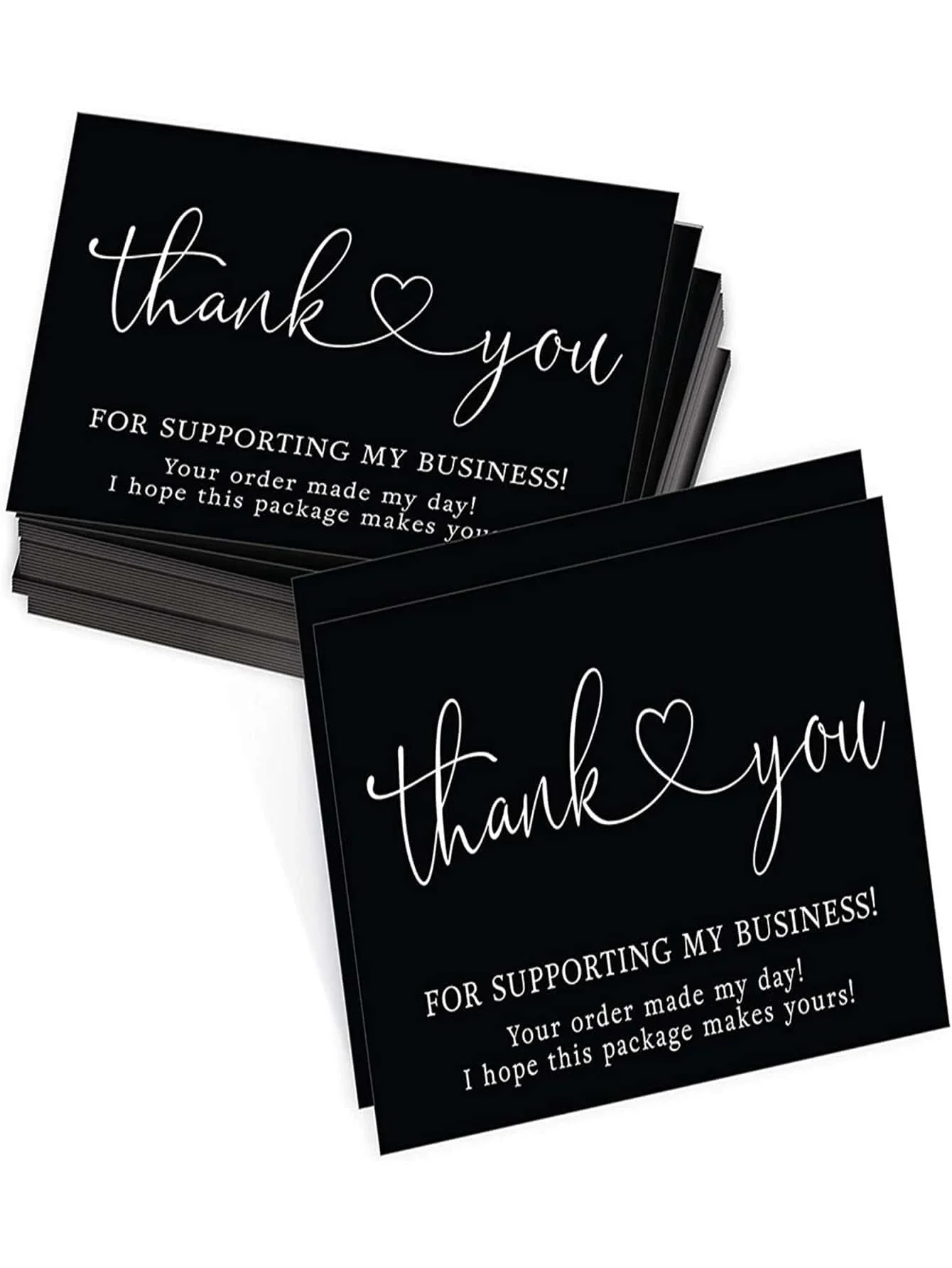 30pcs/Pack Black Thank You Card For Supporting Business Package Decoration 