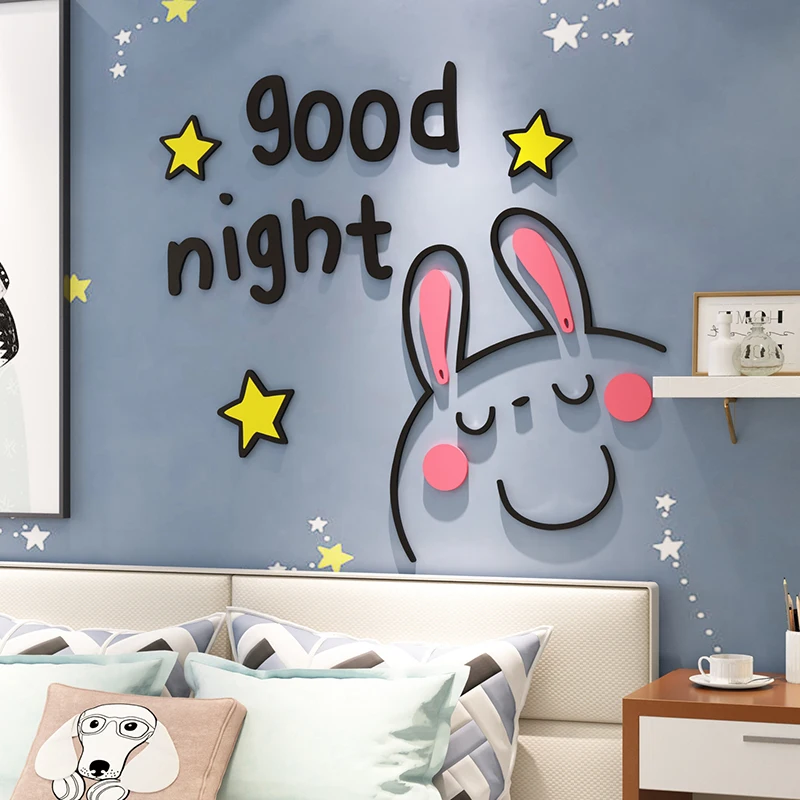 

WS241 Bedroom wall decoration layout net children's and girls' bedside background wall sticker mural self-adhesive creativity