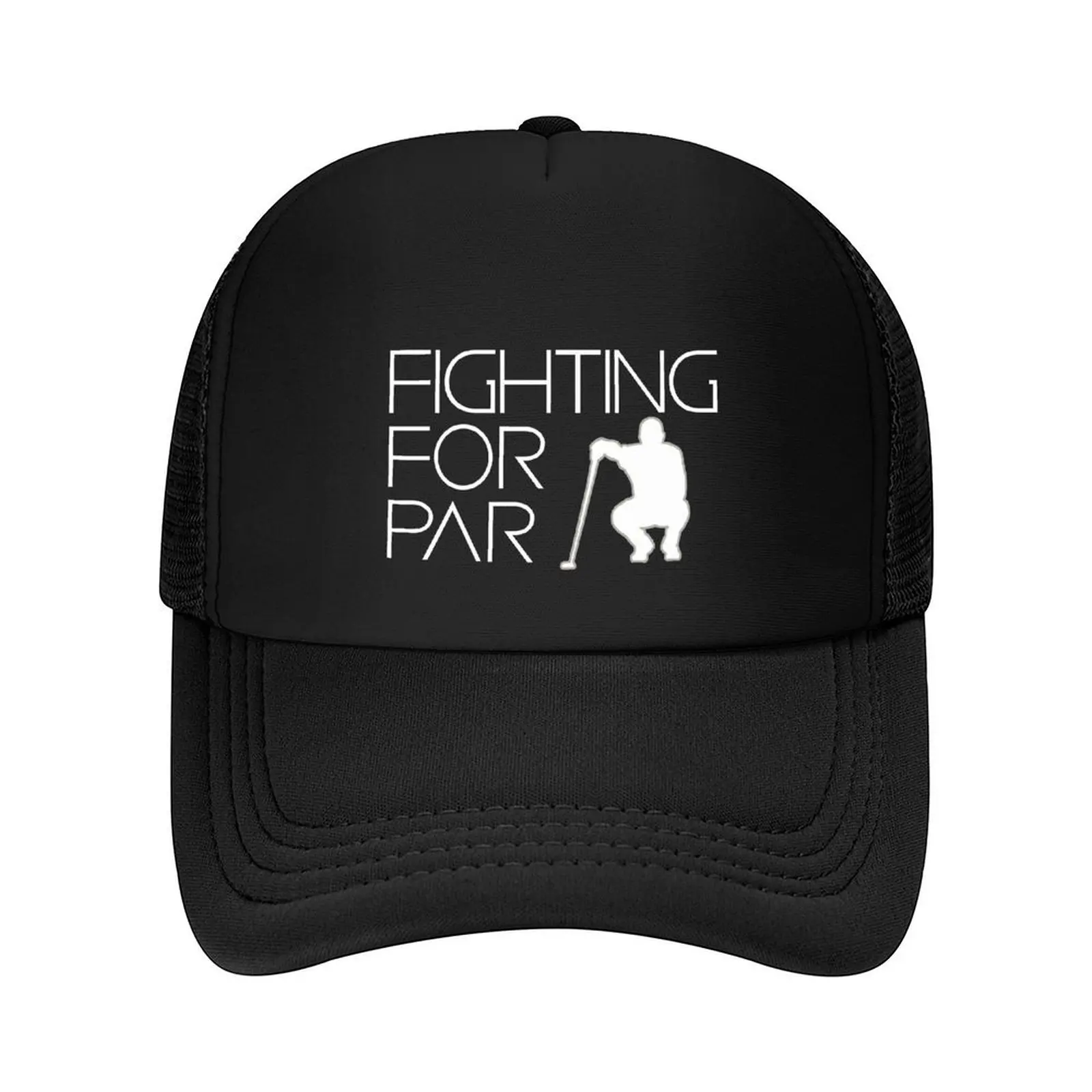 

Fighting For Par Over Squatting Putter Silhouette Design Baseball Cap Trucker Hat Golf Hat Man Women's Men's