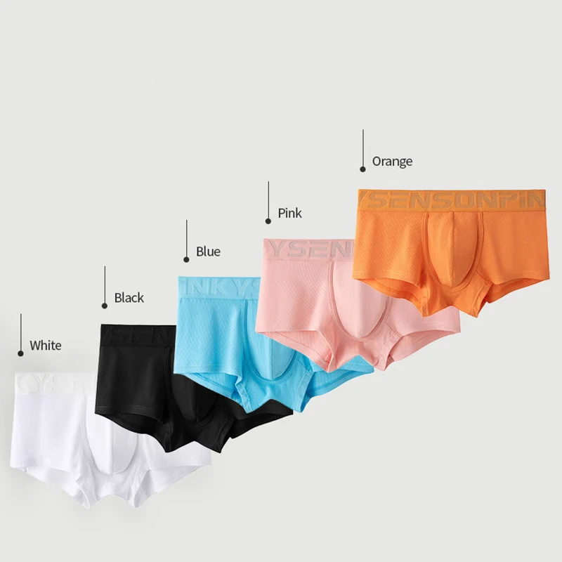 Men Modal Threaded Boxers Sexy Seamless Panties Ultra-thin Breathable Shorts Underpants for Man