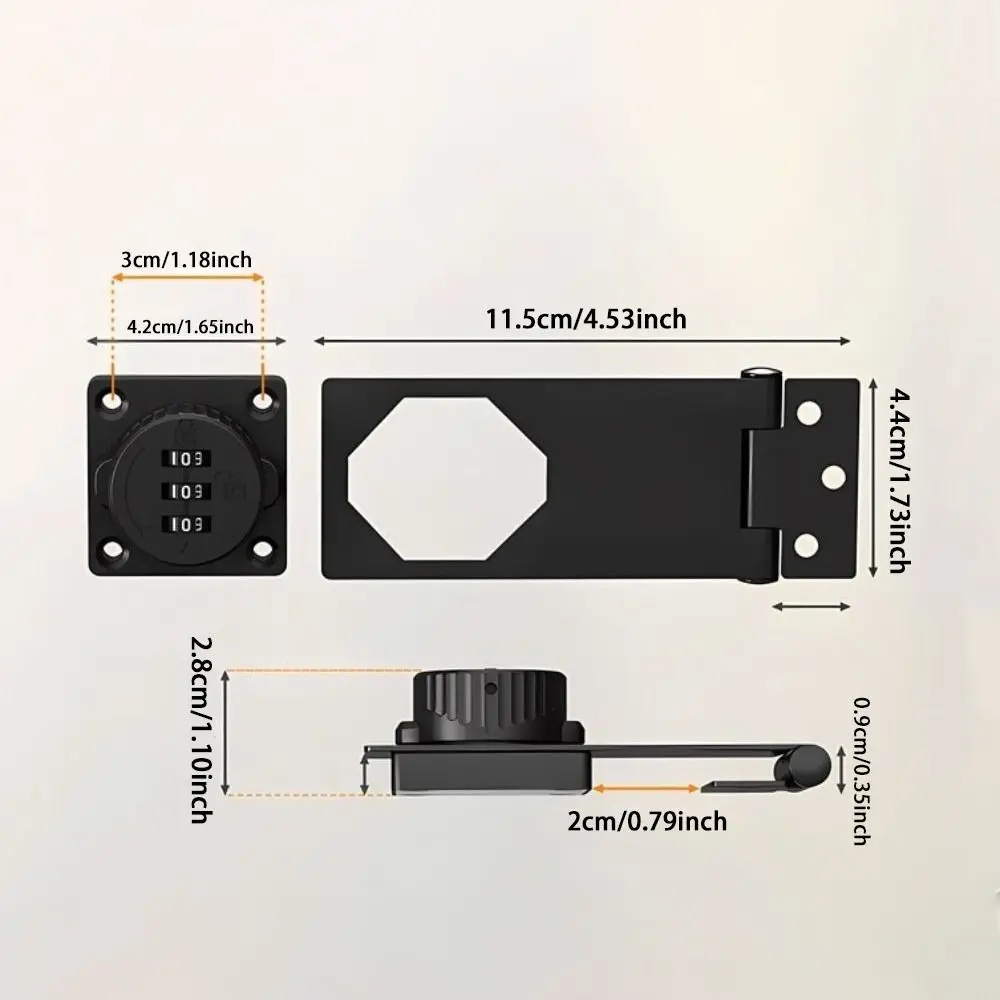 3 Digit Cabinet Door Combination Lock Double-Opening High Security Cabinet Password Locks Easy Installation Keyless