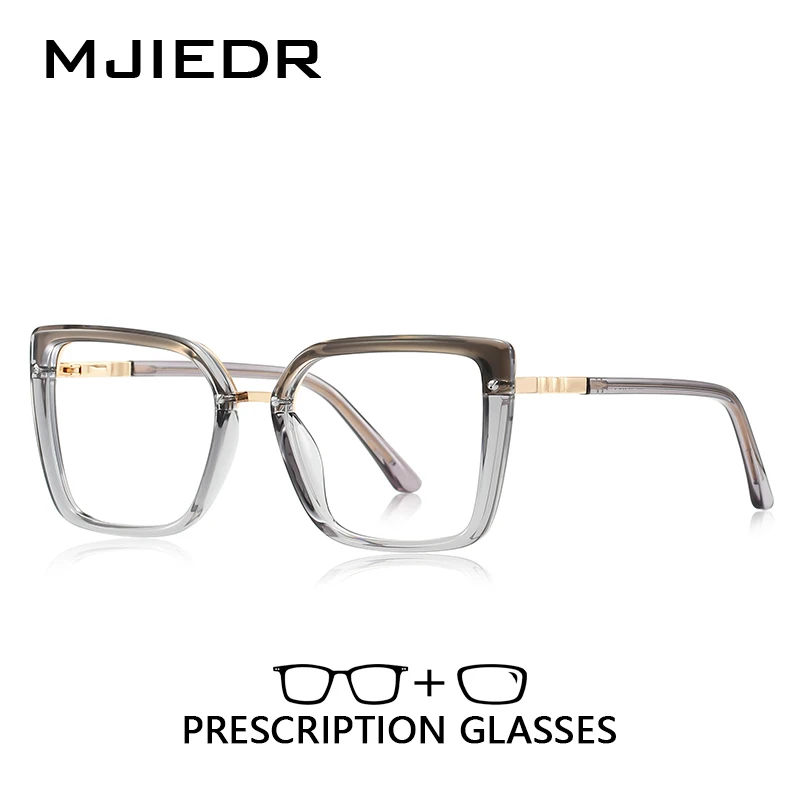 

MJIEDR Fashion Large Frame Simple Square Design Anti-blue Light Prescription Glasses Customizable Prescription Photochromic