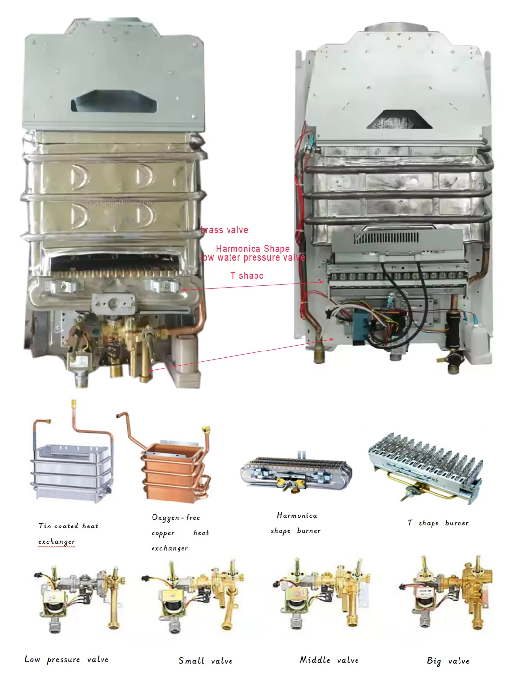 Calentador de agua de gas universal de 10 litros, calentador de agua de gas tipo escape de combustión, géistentes de agua caliente