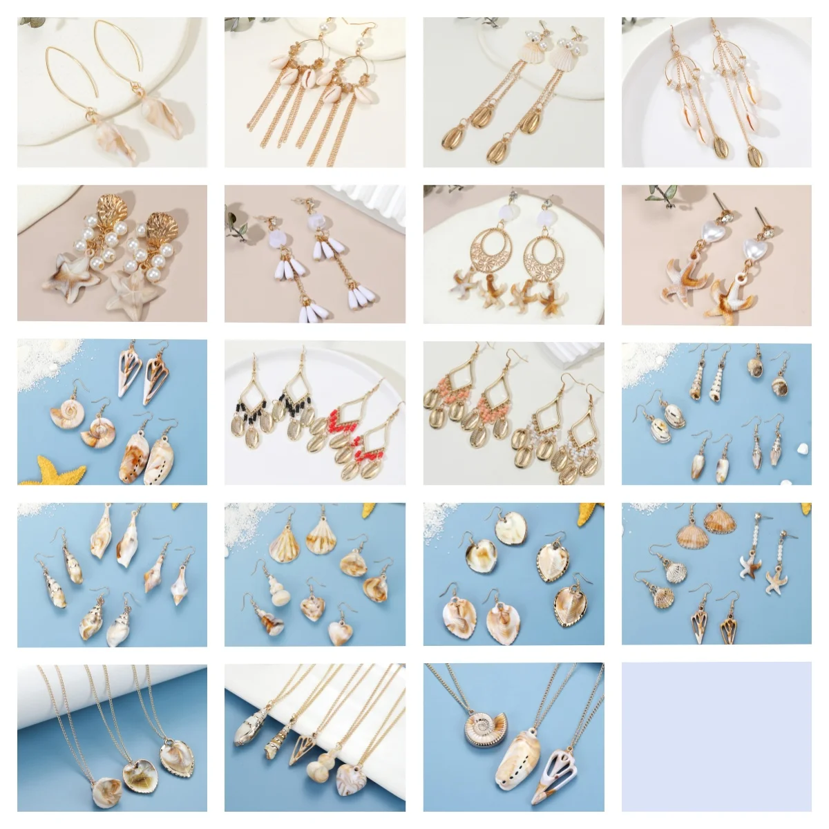 

Multiple Fashionable Shell Earrings and Necklaces, Bohemian and Trendy Su Beach Jewelry, Suitable for Summer Daily Jewelry Gifts