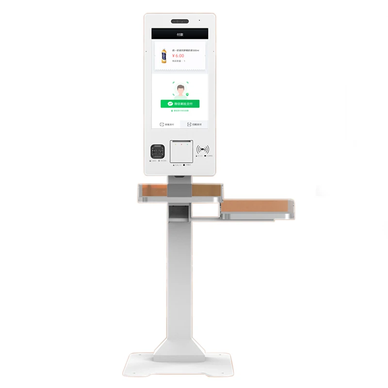 Self Order Pos System Self Service Ordering Payment Ticket Kiosk With Thermal Printer and Scanner for supermarket