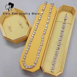 Original Y Necklace 2024 New Trendy Crystal Fashion Jewelry Sets for Women Stainles Steel Earrings Bracelet Ring Party Jewelry