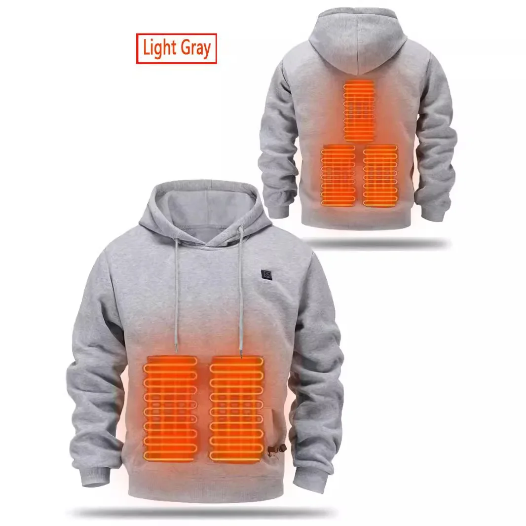 

Men's 3-Zone USB Heated Hooded Fleece Sweater - 3-Gear Thermostatic Warm Sweater for Outdoor & Casual Wear