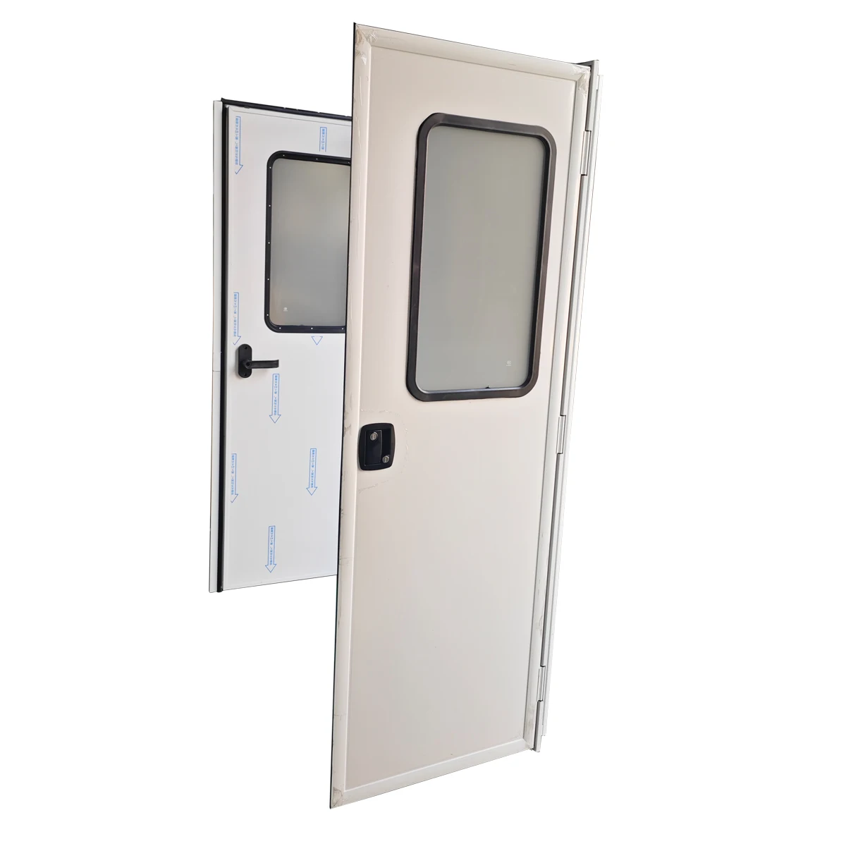 Aluminum RV Double Opening Door for Camper with Acrylic or Tempered Glass Window for Travel Trailer Motorhome Custom Sizes