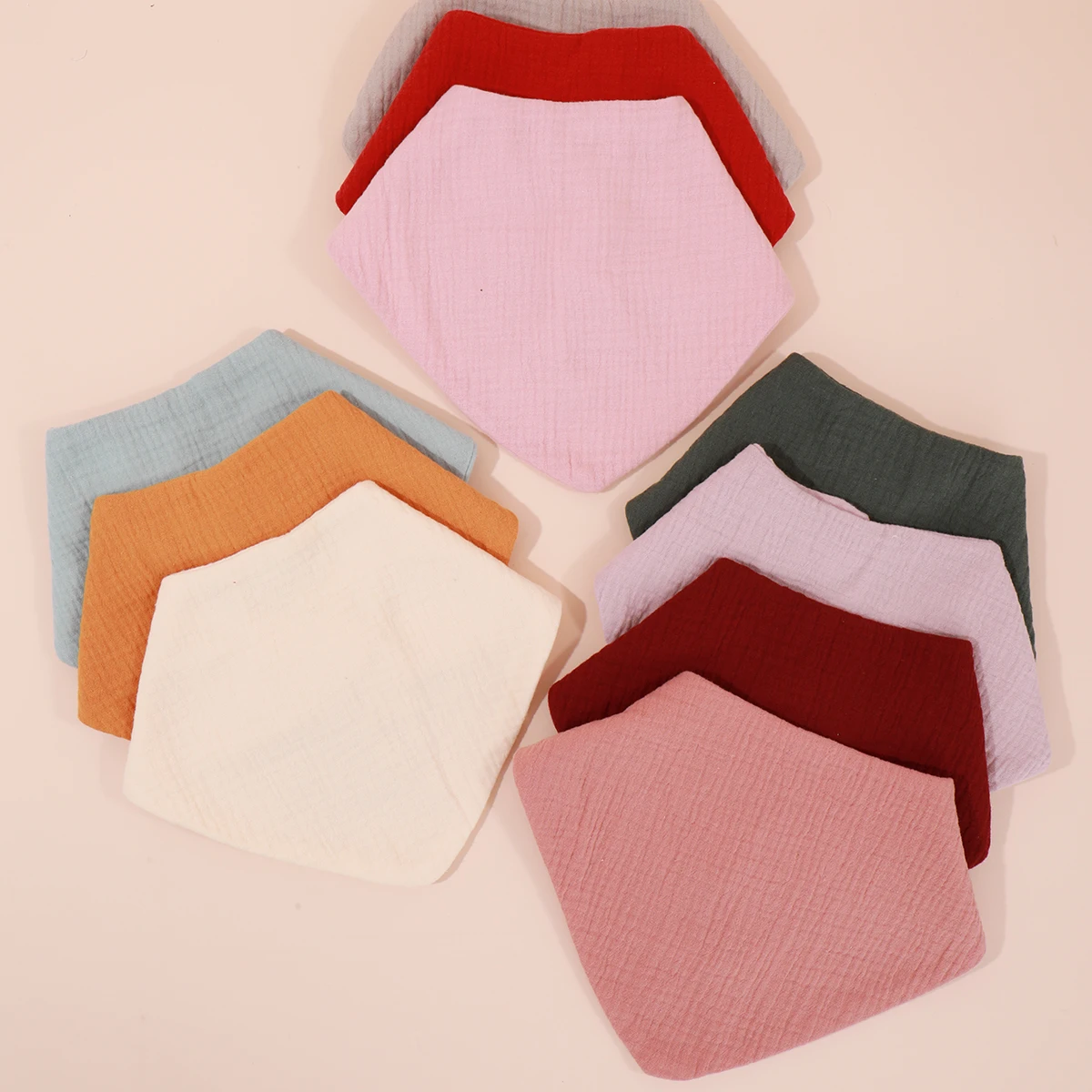 1 Stuks Crêpe Driehoek Speeksel Handdoek Baby Slabbetjes Baby Katoen Slabbetje Pasgeboren Effen Kleur Bandana Burp Doek Jongen Meisje