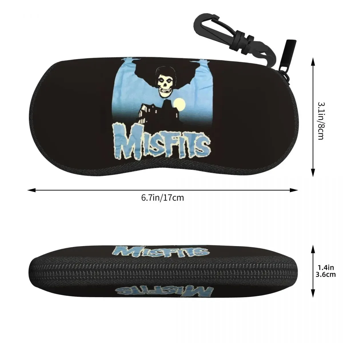 กล่องใส่แว่นตา Heavy Metal Misfits ลายหัวกะโหลก แบบพกพา สำหรับผู้หญิงและผู้ชาย  กระเป๋าใส่แว่นตาแบบนิ่ม