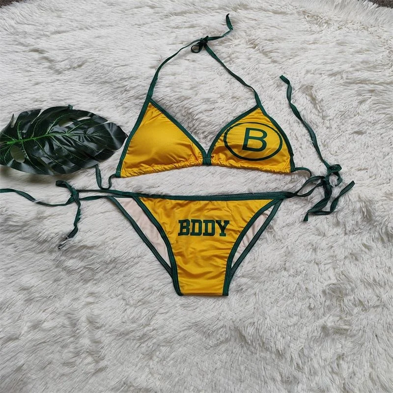 

Dopne Fairy Bikini Tee-piece Set Women's Swimwear Thermal Spring Sexy Swimming Costume Underwear Triangular Design Polye...