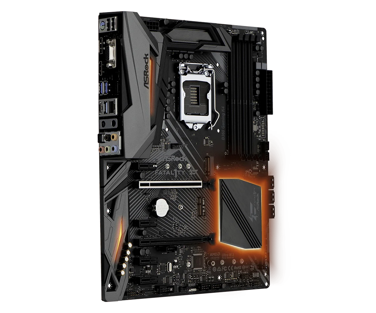 Imagem -03 - Gaming k4 Motherboard Lga 1151 Ddr4 64gb Suporta I78700 I5-9400f I59500 I3-8100 Pci-e 3.0 M.2 Cpu Atx Asrock-b360