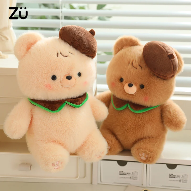 25cm Kawaii Teddy Bear Plushies with Fashion Beret Hat Bear Soft Toy Cute Gift for Girlfriend Birthday