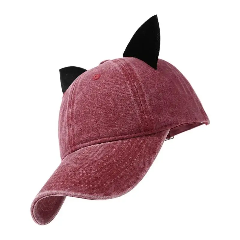 

652F Cats Ear Baseball Hat for Girls Women Kitten Ears Casual Hat for Sports Gym Mountain Camping Hat Outdoor Activity