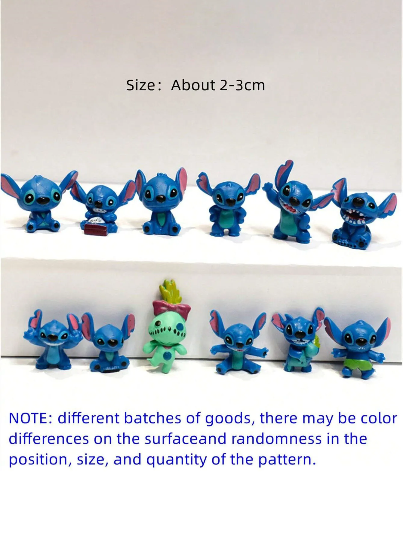 4/12pcs Stitch อะนิเมะรูปตุ๊กตาการ์ตูน Stitch เครื่องประดับภูมิทัศน์ Micro เค้กตกแต่งชุด PVC รูป 14 + ของขวัญวันเกิด