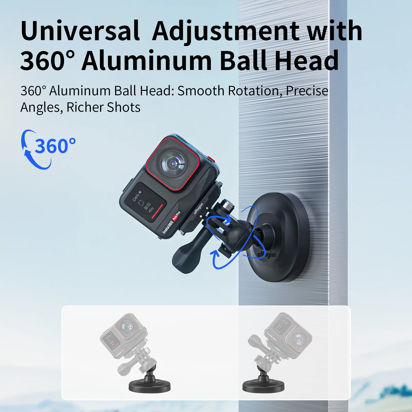 

Universal Magnetic Mount For Insta360 X5/X4/DJI Osmo Action 5 Pro/4/3 Tabletop Road Trips Shoot Mount For GoPro 13 12 11 10 9 8